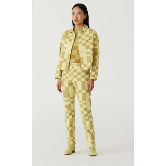 Paloma Wool Jump Pants in Lime Green Check - Picture 8 of 10